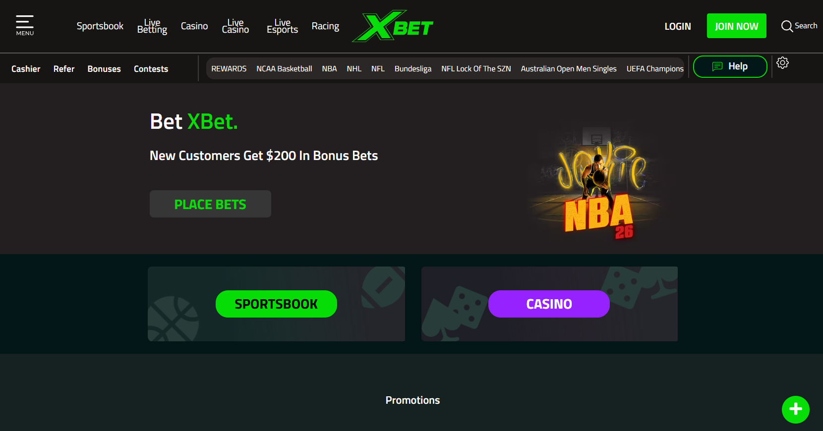 XBet Casino Homepage